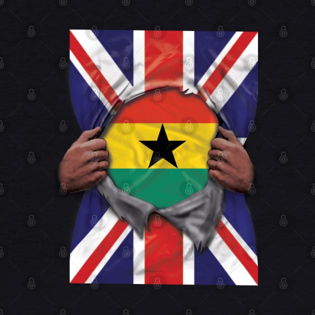 Ghana Flag Great Britain Flag Ripped - Gift for Ghanaian From Ghana by Country Flags